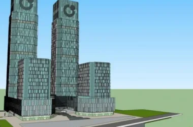 SketchUp Office Model | Modern Super High-Rise with Ground-Level Retail-BIM WORLD