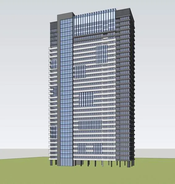 Modern High-Rise Apartment Residential Model in SketchUp