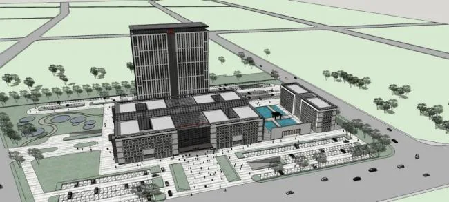Sketchup Hospital Model | Danyang Traditional Chinese Medicine Hospital Plan 2, High rise Hospital, Modern Style, Medical Building