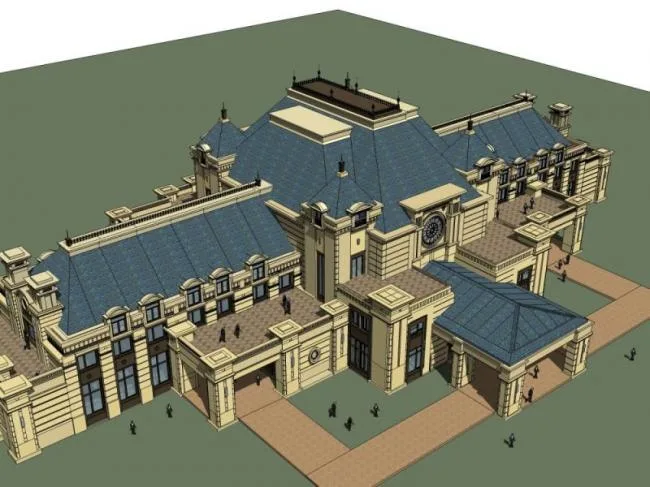 Sketchup Business Model | Multi story Clubhouse, Classical Style