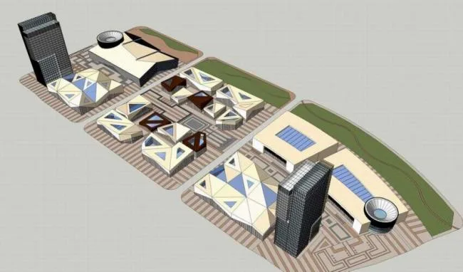 Sketchup Complex Model | Multi story Mixed Commercial Complex, Modern Style