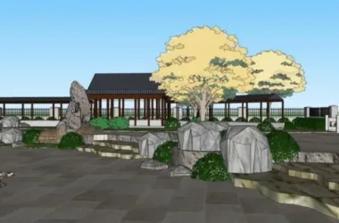 SketchUp Landscape Model: Traditional Chinese Garden and Architecture Design-BIM WORLD