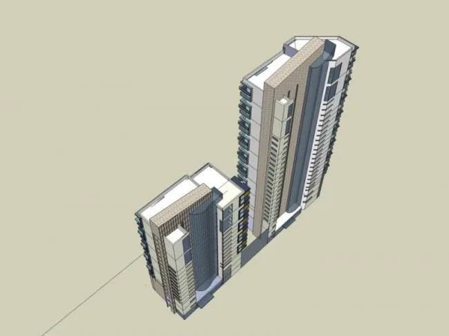 Modern High-Rise Residential Building Model in SketchUp