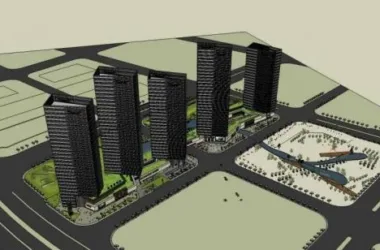SketchUp Complex Model: Modern High-Rise Hotel, Office Tower, and Commercial Podium-BIM WORLD