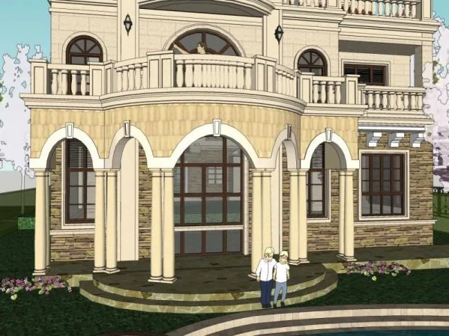 Sketchup Villa Model | Single Family Villa, Classical Style