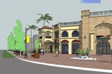 SketchUp Business Model: Multi-Story Commercial Building in Spanish Classical Style-BIM WORLD