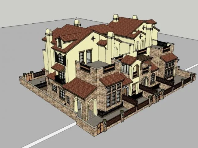 Sketchup Villa Model | Townhouse, Classical Style