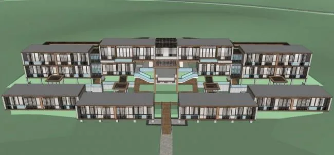 Sketchup Hotel Model | Multi story Resort Hotel, New Chinese Style