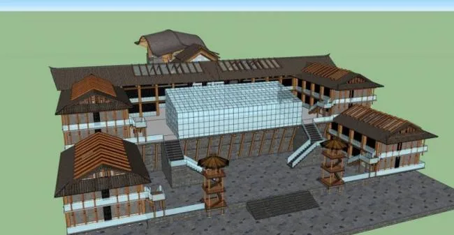 Sketchup Business Model | Multi story Commercial Club, Chinese Style