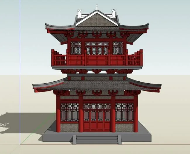 Sketchup Ancient Architecture Model | Multi story Tang Dynasty Attic, Chinese Style, Ancient Architecture