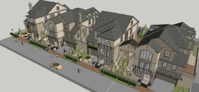 Sketchup Villa Model | Multi row Villa, European Classical Style