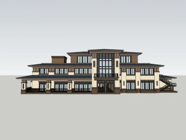 Sketchup Business Model | Multi story Clubhouse, Classical Style