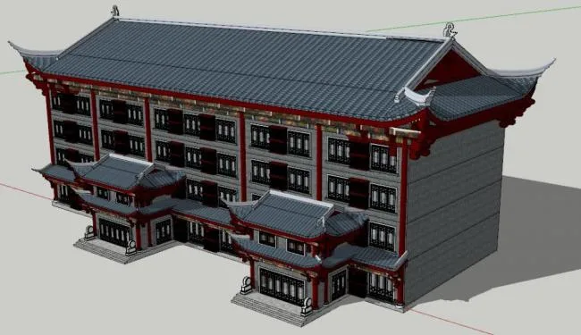 Sketchup Business Model | Multi story commercial building, Chinese style, ancient architecture
