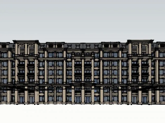 Sketchup Residential Model | Multi story townhouse, residential building, neoclassical style