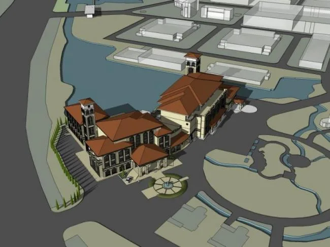 Sketchup Business Model | Multi story Clubhouse, Mediterranean Classical Style