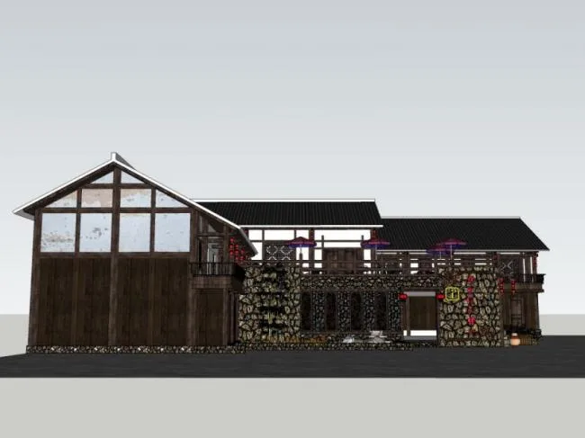 Sketchup Business Model | Visitor Center, Chinese Style