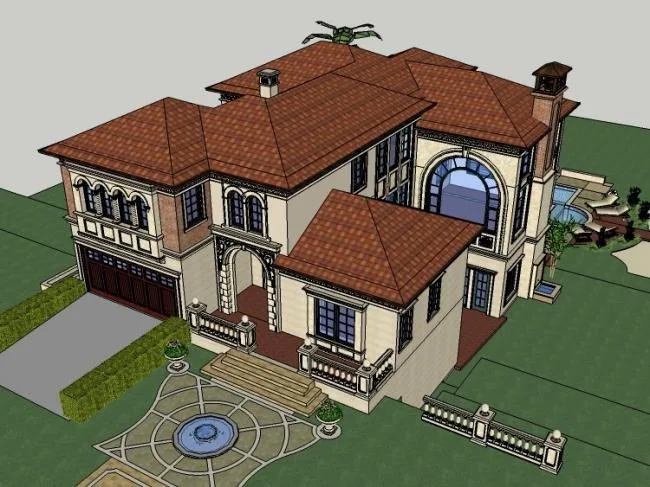 Sketchup Villa Model | Single Family Villa, Classical Style