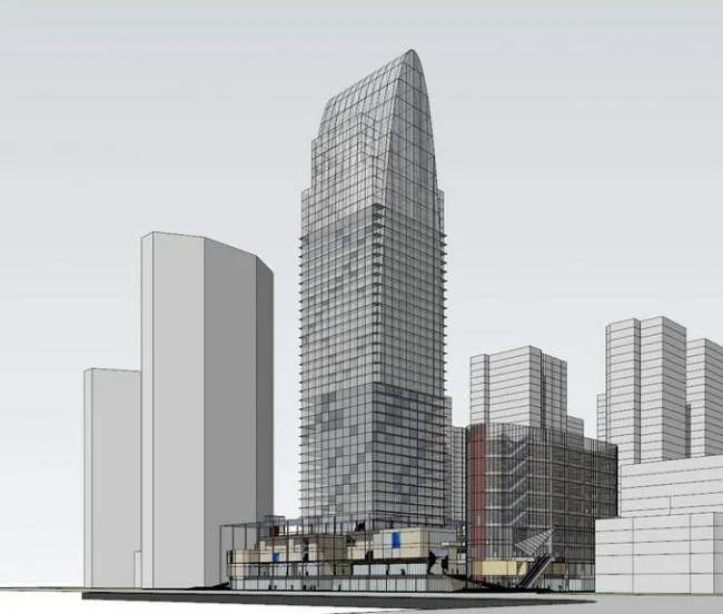 SketchUp Complex Model: Multi-Story Mixed-Use High-Rise with Modern Office Spaces