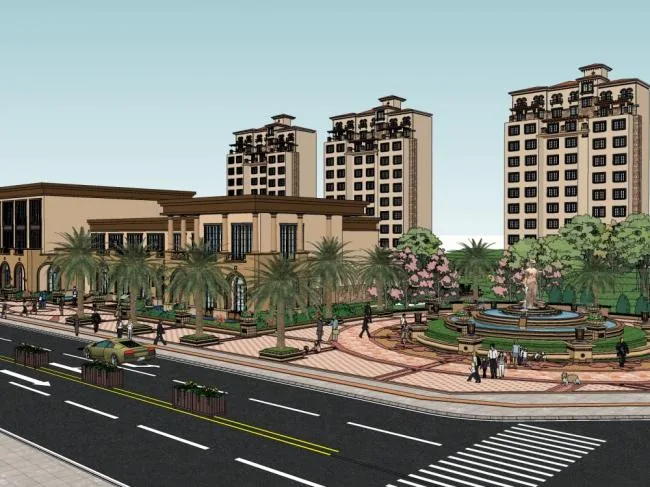 Sketchup Residential Model | High rise residential building, classical style, 11 floors