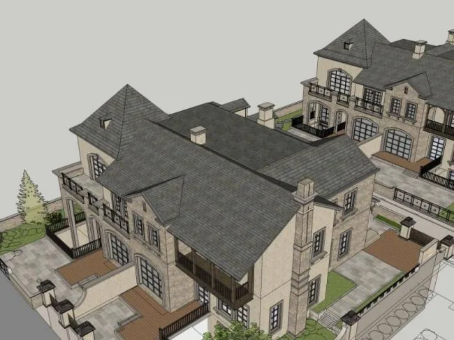 Sketchup Villa Model | Twin Villa, Modern Style