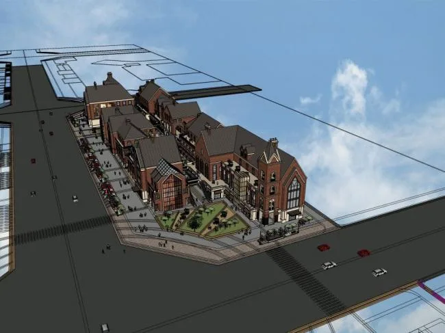 Sketchup Business Model | Multi story Commercial Street, British Style
