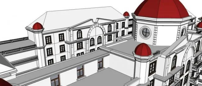 Sketchup Hotel Model | Multi story Hotel, Classical Style