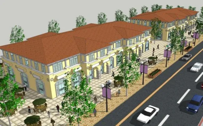 Sketchup Business Model | Multi story Commercial Street, Classical Style, Spanish Style