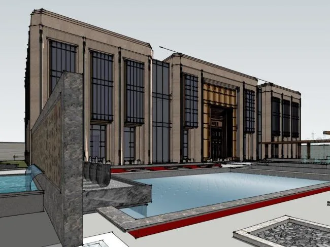Sketchup Business Model | Multi story Sales Office, Commercial Building, Modern Style