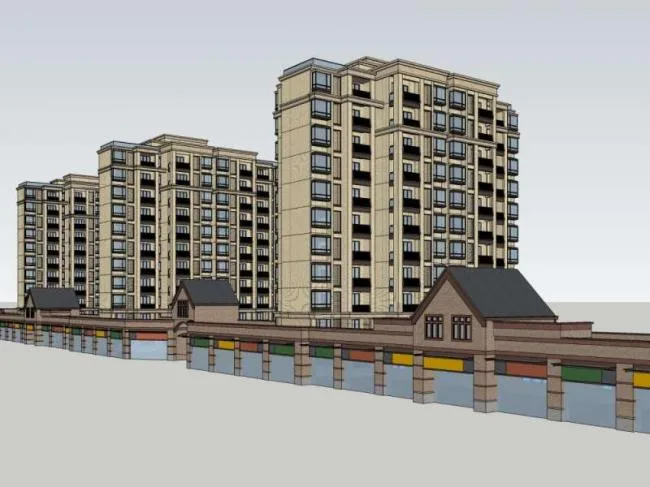 Sketchup Residential Model | Small and High rise Residential Buildings, Ground Floor Commercial Buildings, Residential Buildings, Classical Style