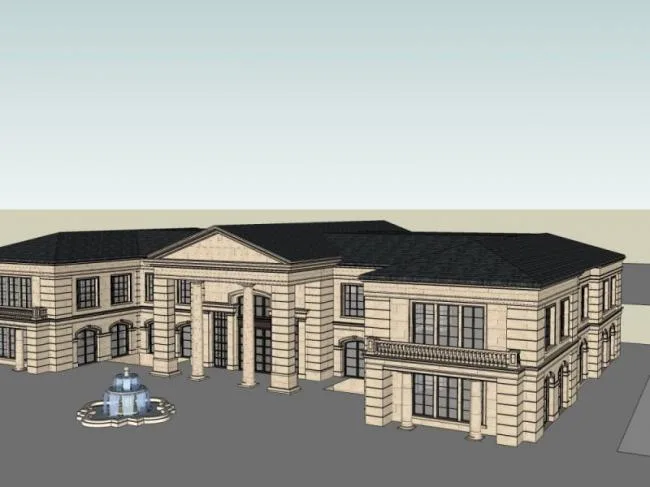 Sketchup Business Model | Low Level Clubhouse, French Style