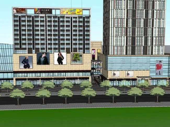 Sketchup Business Model | Multi story Commercial Complex, Modern Style