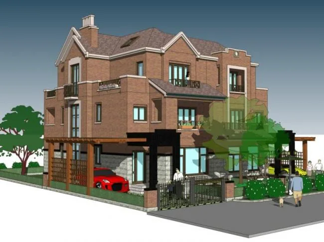 Sketchup Villa Model | Single Family Villa, Classical Style