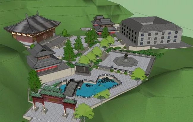 Sketchup Ancient Architecture Model | Chinese Mountain and Forest Taoist Temples, Ancient Architecture, Chinese Style, Landscape