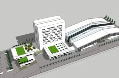 Modern Multi-Story Office Building on a Sloped Site | SketchUp Model-BIM WORLD