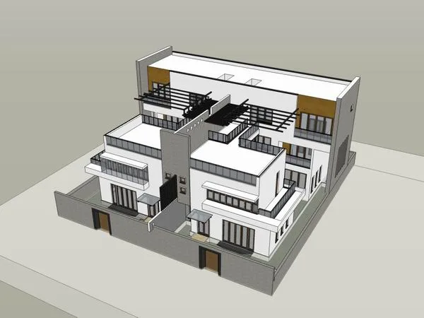 Modern Rural Townhouse Villa Model in SketchUp