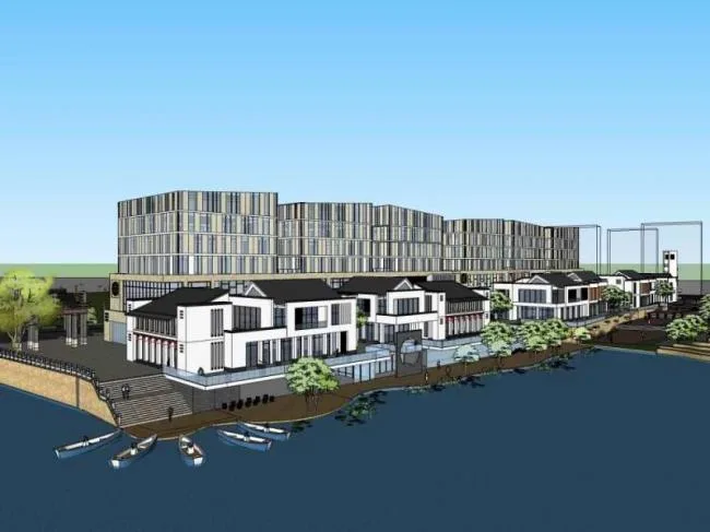 Sketchup Business Model | Multi story Park Commercial Street, New Chinese Style
