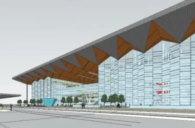 SketchUp Design: Modern Multi-Story Bus Station and Station Road Bridge Architecture-BIM WORLD