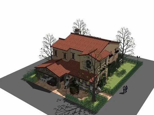 Sketchup Villa Model | Single Family Villa, Classical Style