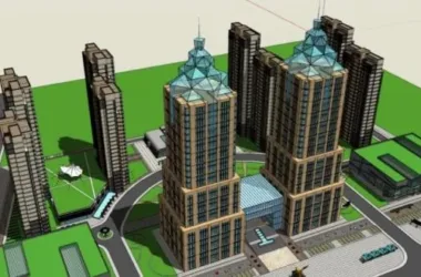 SketchUp Multi-Story Urban Complex in Modern Style-BIM WORLD