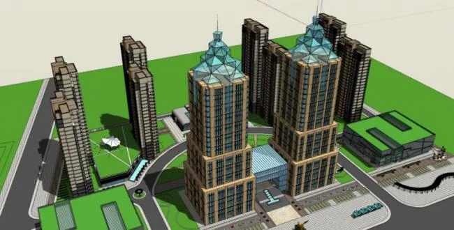 Sketchup Complex Model | Multi story Urban Complex, Modern Style