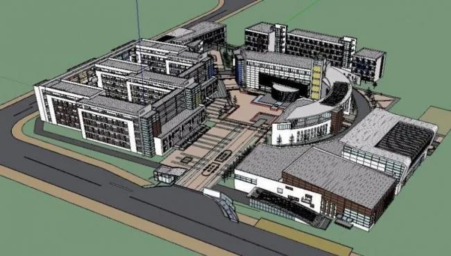 Sketchup School Model | Multi-story High School, Campus Educational Architecture, Modern Style