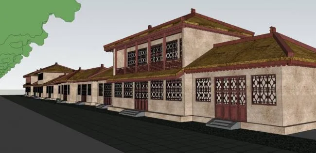 Sketchup Business Model | Multi story Commercial Street, Chinese Style