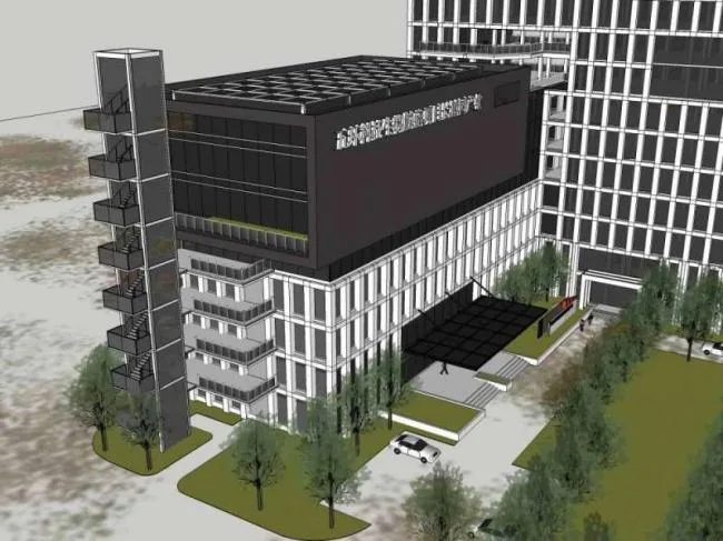 Sketchup office model | Wuhuan Technology's biological desulfurization project in Changcheng Park Industrial, a multi story high-rise office building with a modern style