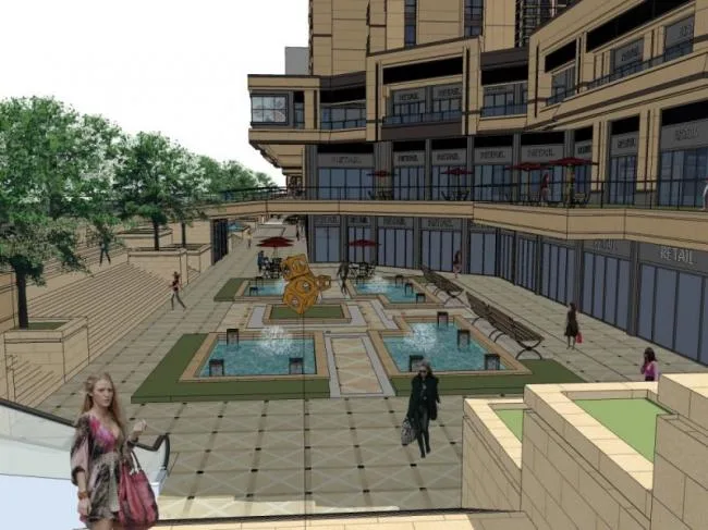 Sketchup Residential Model | Super high-rise residential, ground floor commercial, classical style