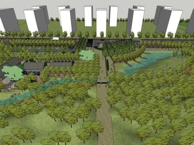 Sketchup Landscape Model | Park Landscape, Modern Style
