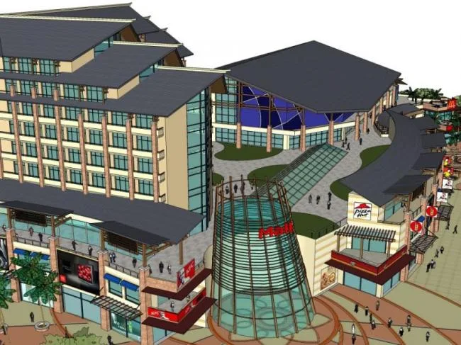 Sketchup Business Model | Multi story commercial building, modern Chinese style
