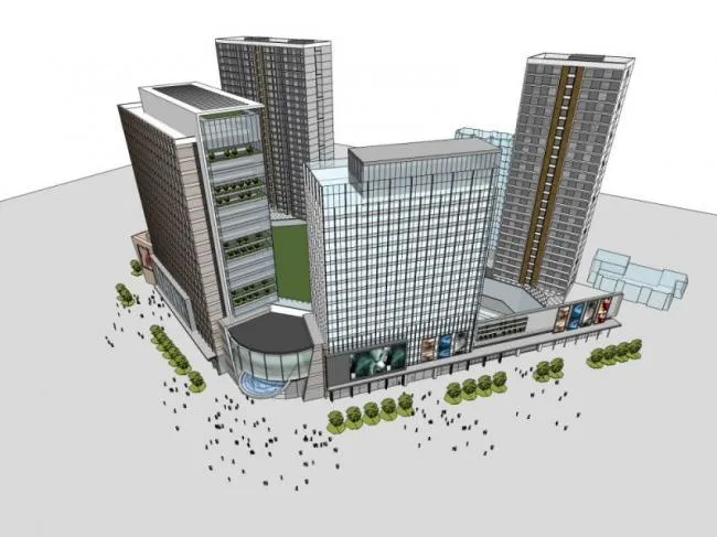 Sketchup Complex Model | Multi story High rise Complex, Office, Residential, Modern Style