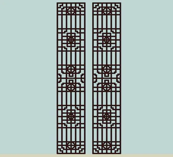 SketchUp Material Model: Chinese Grid Texture Component