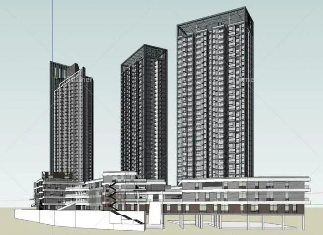 Sketchup Hotel Model | High rise Hotel Apartment Building, Modern Style