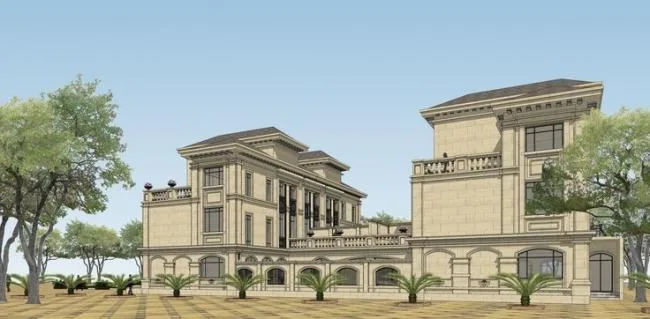 Sketchup Villa Model | Four piece Villa, French Classical Style